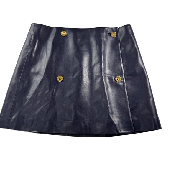 J.Crew Mini wrap skirt in faux‎ patent leather 90s Y2K goth moto sz 10 - Picture 2 of 9